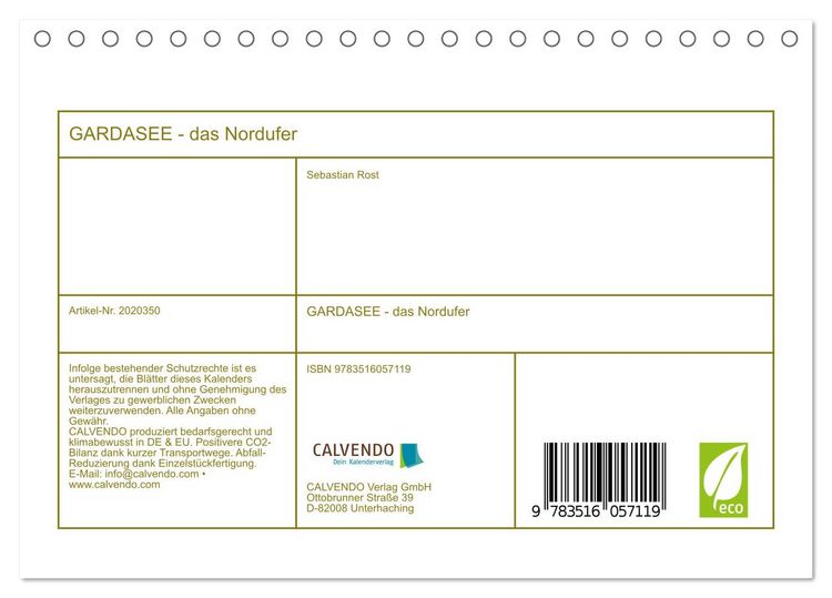 Produktbild: GARDASEE - das Nordufer (Tischkalender 2026 DIN A5 quer), CALVENDO Monatskalender