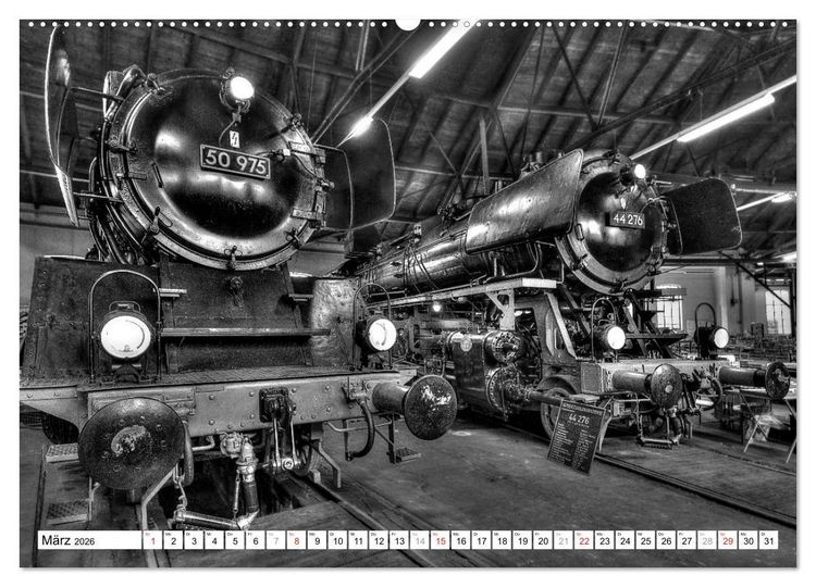 Produktbild: Unter Dampf - Eisenbahnromantik in schwarz-wei&szlig; (hochwertiger Premium Wandkalender 2026 DIN A2 quer), Kunstdruck in Hochglanz