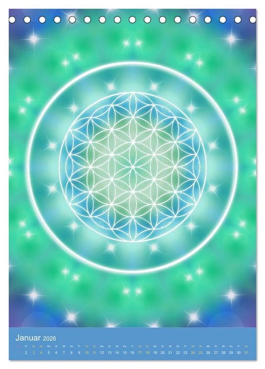 Produktbild: Blume des Lebens - Harmonie durch Symbolkraft (Tischkalender 2026 DIN A5 hoch), CALVENDO Monatskalender