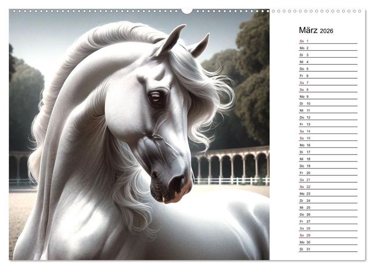 Produktbild: Pferde - die Sch&ouml;nheit edler Pferderassen (hochwertiger Premium Wandkalender 2026 DIN A2 quer), Kunstdruck in Hochglanz