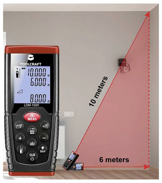 Produktbild: TOOLCRAFT LDM100H Laser-Entfernungsmesser 100m