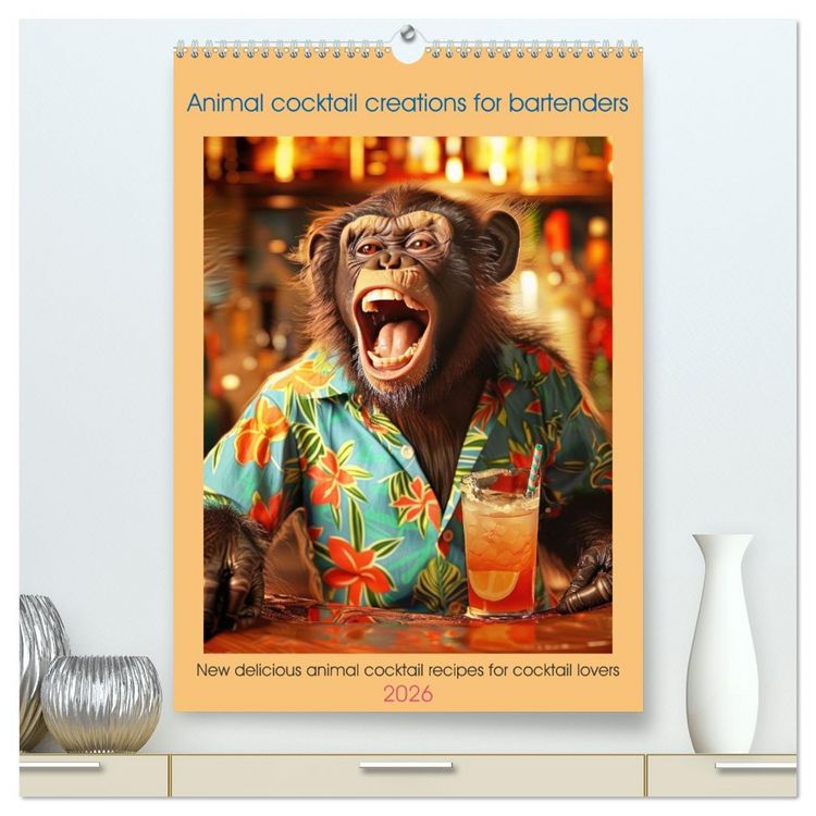 Produktbild: Animal cocktail creations for bartenders (High Quality Premium Wall Calendar 2026 DIN A2 portrait),CALVENDO 12 Month Wall Calendar