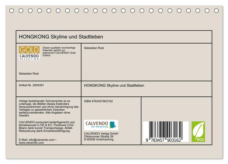 Produktbild: HONGKONG Skyline und Stadtleben (Tischkalender 2026 DIN A5 quer), CALVENDO Monatskalender