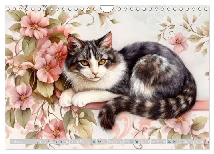 Produktbild: Katzensymphonie in Aquarell (Wandkalender 2026 DIN A4 quer), CALVENDO Monatskalender