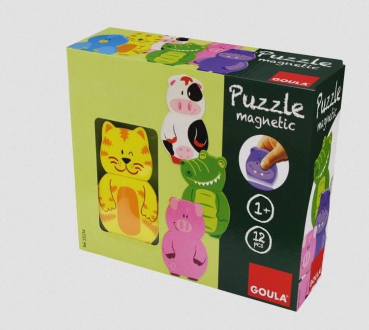 Goula Magnetisches Holzpuzzle Tiere, 12-teilig
