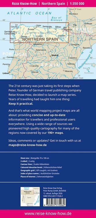 Produktbild: Reise Know-How Landkarte Nordspanien mit Jakobsweg | Northern Spain and Way of St. James (1:350.000)