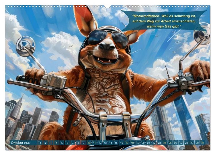 Produktbild: Tierisch lustige Motorradfahrer (Wandkalender 2026 DIN A2 quer), CALVENDO Monatskalender