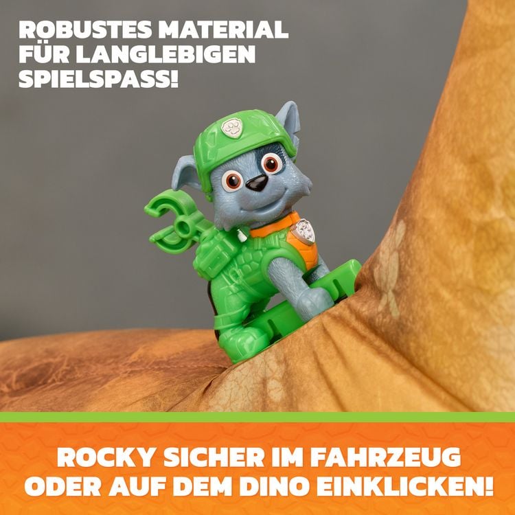 Produktbild: PAW Patrol: Der Dino Film, Rockys Megasaurus Transport-Fahrzeug, per Knopfdruck aufblasbarer Dino