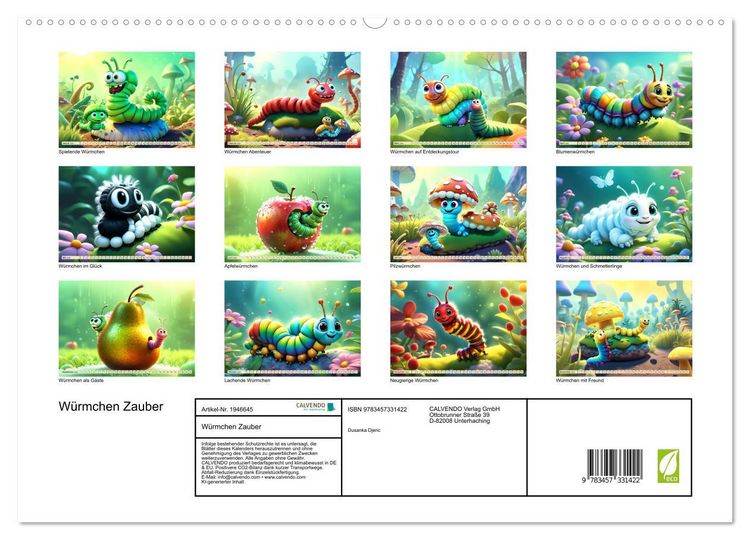 Produktbild: W&uuml;rmchen Zauber (hochwertiger Premium Wandkalender 2026 DIN A2 quer), Kunstdruck in Hochglanz