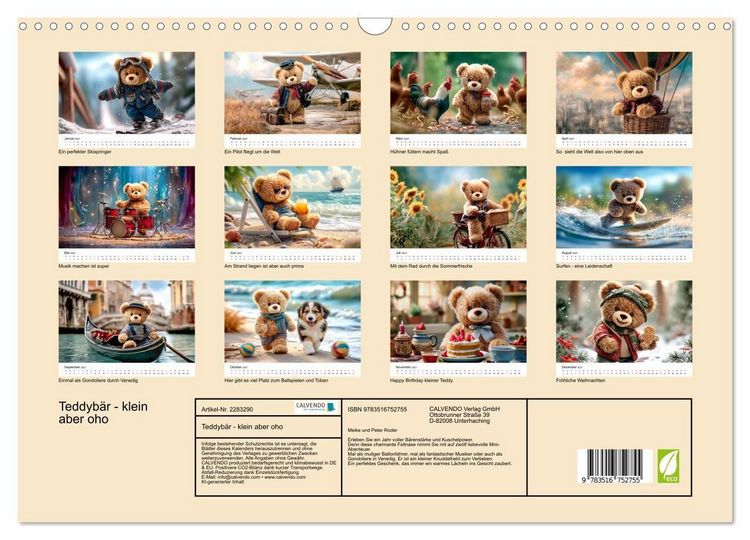 Produktbild: Teddyb&auml;r - klein aber oho (Wandkalender 2027 DIN A3 quer), CALVENDO Monatskalender