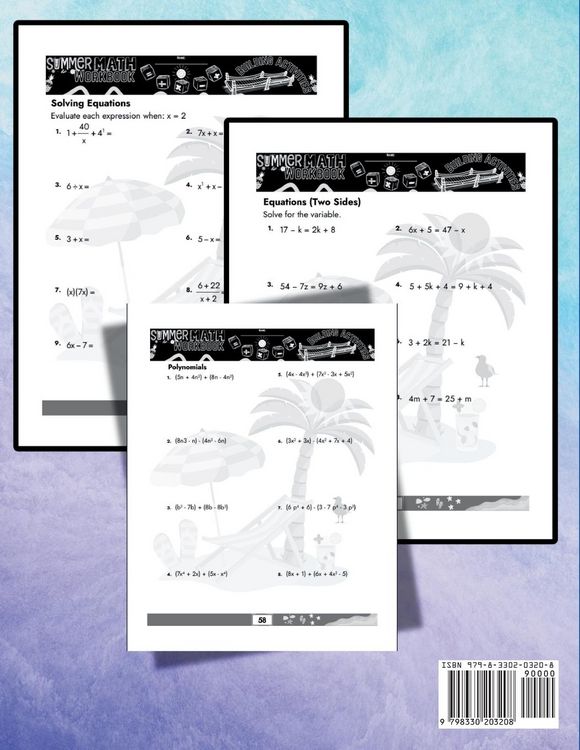 Produktbild: Summer Math Workbook | 9-10 Grade Bridge Building Activities
