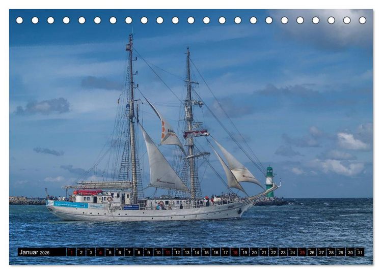 Produktbild: Segelschiffe vor Warnem&uuml;nde (Tischkalender 2026 DIN A5 quer), CALVENDO Monatskalender