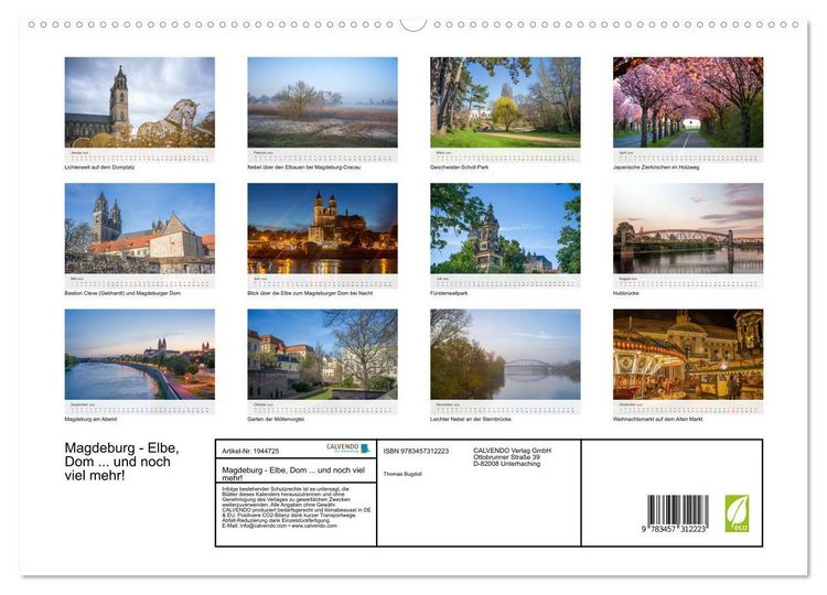 Produktbild: Magdeburg - Elbe, Dom ... und noch viel mehr! (hochwertiger Premium Wandkalender 2026 DIN A2 quer), Kunstdruck in Hochglanz