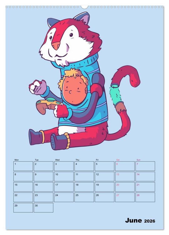 Produktbild: Funny Gamer Animals (High Quality Premium Wall Calendar 2026 DIN A2 portrait),CALVENDO 12 Month Wall Calendar