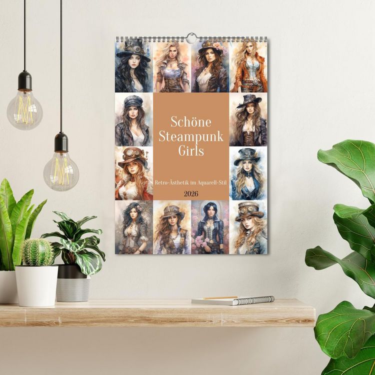 Produktbild: Sch&ouml;ne Steampunk Girls. Retro-&Auml;sthetik im Aquarell-Stil (Wandkalender 2026 DIN A3 hoch), CALVENDO Monatskalender