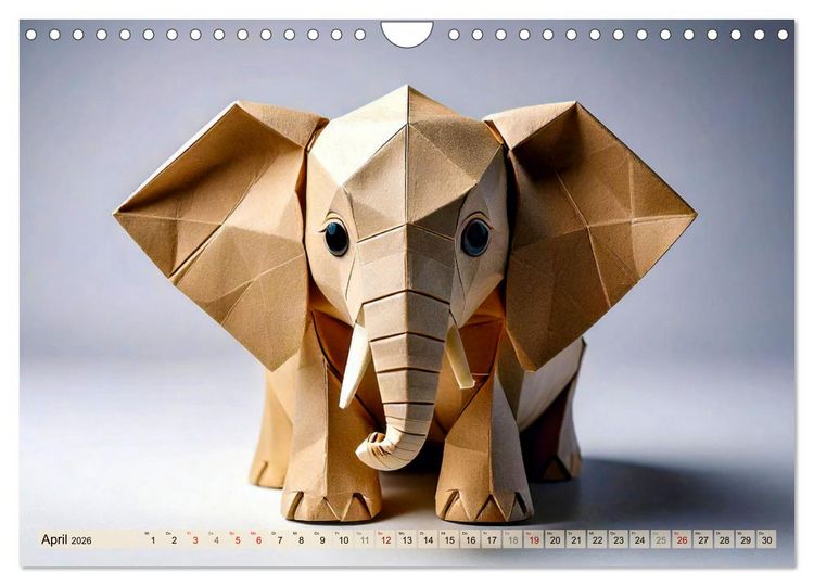 Produktbild: Wilde Origami Tiere (Wandkalender 2026 DIN A4 quer), CALVENDO Monatskalender