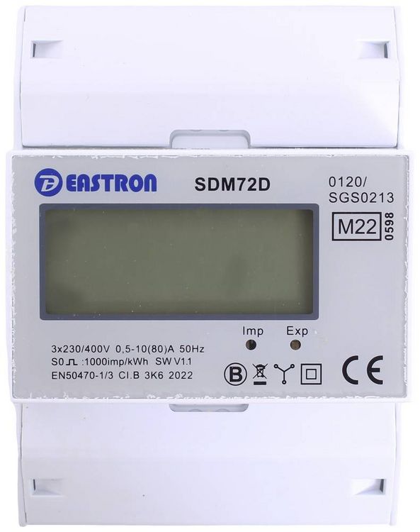Produktbild: Counttec SDM72D SDM72D Drehstromz&auml;hler digital 80A MID-konform: Ja 1St.