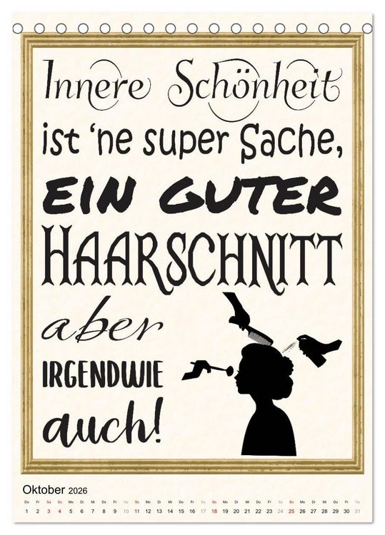 Produktbild: Friseur-Spr&uuml;che (Tischkalender 2026 DIN A5 hoch), CALVENDO Monatskalender