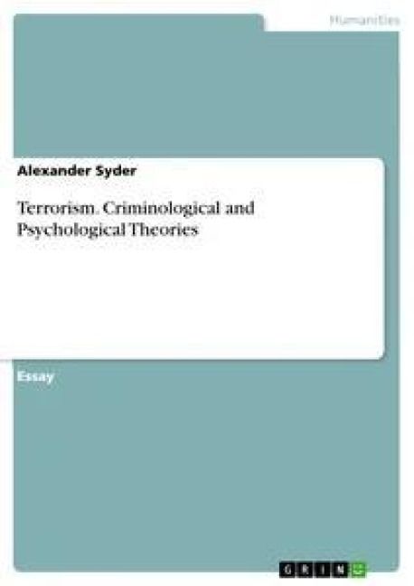 Produktbild: Terrorism. Criminological and Psychological Theories