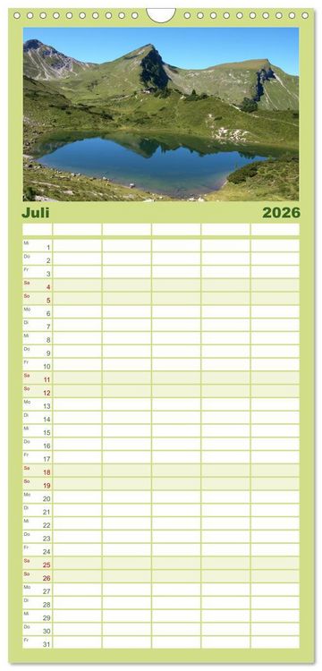 Produktbild: Familienplaner 2026 - Bergerlebnisse im Tannheimer Tal mit 5 Spalten (Wandkalender, 21 x 45 cm) CALVENDO
