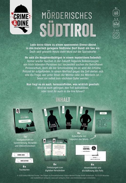 Produktbild: Crime & Dine &ndash; Das Krimi-Dinner-Set: M&ouml;rderisches S&uuml;dtirol