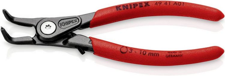 Produktbild: Knipex 49 41 A01 Seegeringzange Passend f&uuml;r (Seegeringzangen) Au&szlig;enringe 3-10 mm Spitzenform (Details) abgewinkelt 90&deg;, gerade