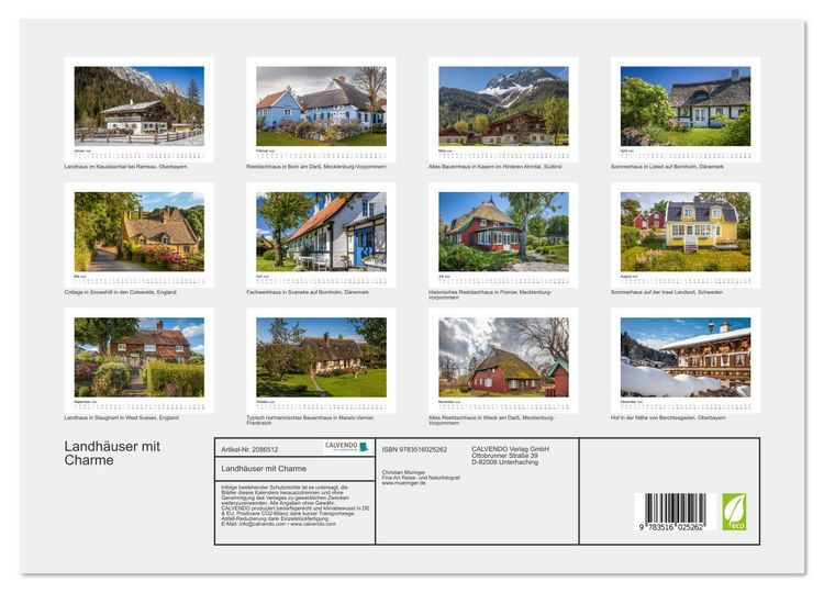Produktbild: Landh&auml;user mit Charme (Wandkalender 2026 DIN A3 quer), CALVENDO Monatskalender