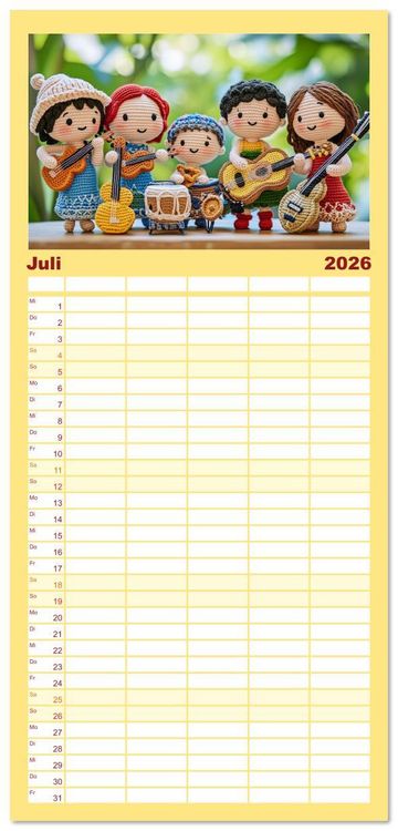 Produktbild: Familienplaner 2026 - Amigurumi Moments. Ein fantastischer Familienalltag mit 5 Spalten (Wandkalender, 21 x 45 cm) CALVENDO