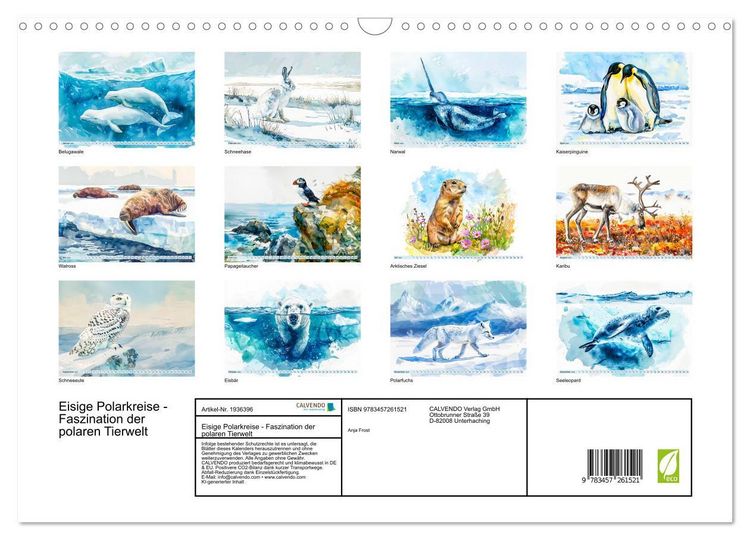 Produktbild: Eisige Polarkreise - Faszination der polaren Tierwelt (Wandkalender 2026 DIN A3 quer), CALVENDO Monatskalender