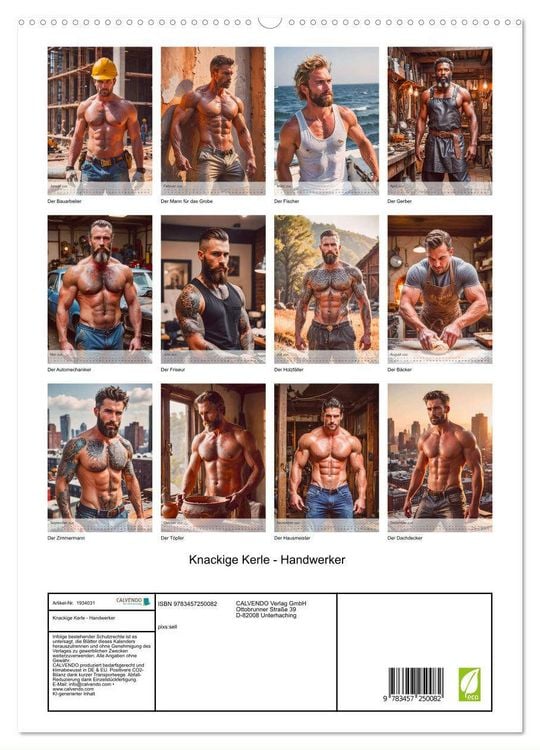 Produktbild: Knackige Kerle - Handwerker (hochwertiger Premium Wandkalender 2026 DIN A2 hoch), Kunstdruck in Hochglanz