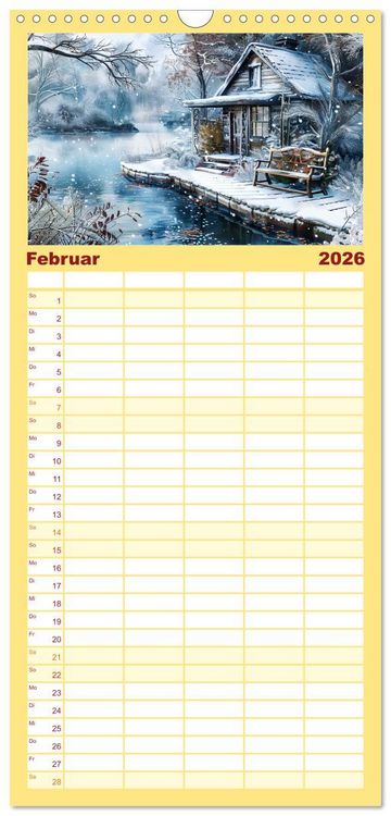 Produktbild: Familienplaner 2026 - Cottages am Wasser - Malerische R&uuml;ckzugsorte genie&szlig;en mit 5 Spalten (Wandkalender, 21 x 45 cm) CALVENDO