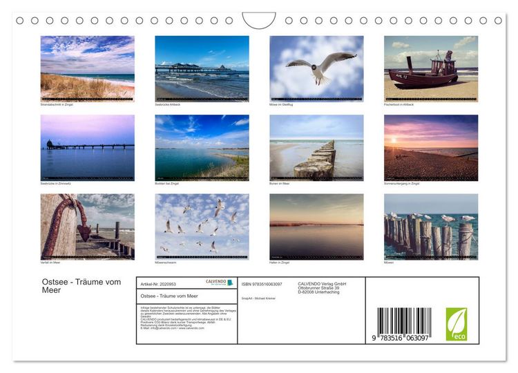 Produktbild: Ostsee - Tr&auml;ume vom Meer (Wandkalender 2026 DIN A4 quer), CALVENDO Monatskalender