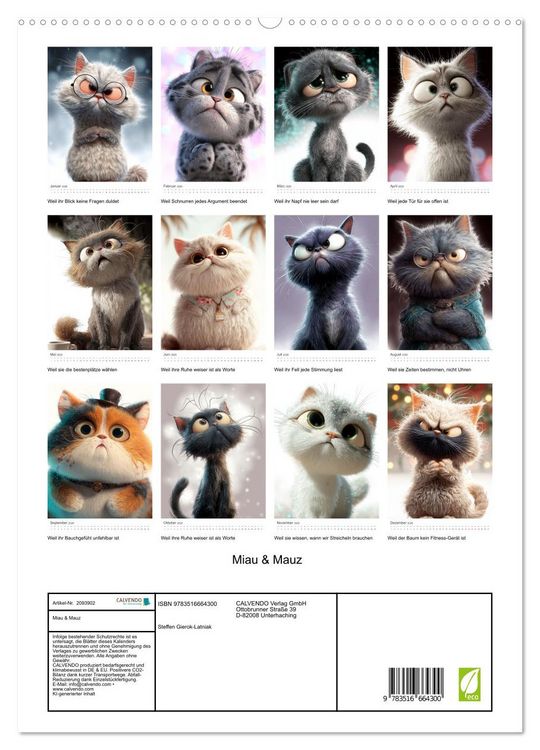 Produktbild: Miau & Mauz (hochwertiger Premium Wandkalender 2026 DIN A2 hoch), Kunstdruck in Hochglanz