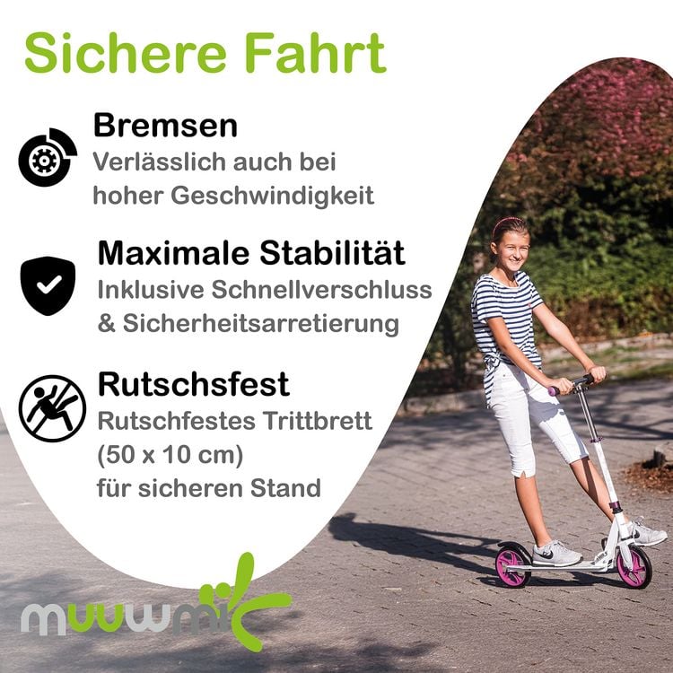 Produktbild: muuwmi Aluminium Scooter 125 mm schwarz-gr&uuml;n
