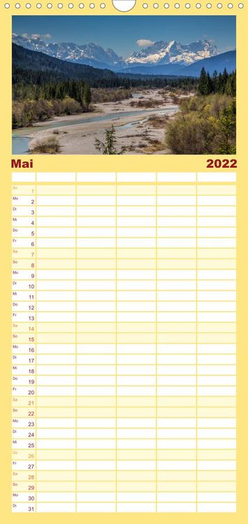Produktbild: Familienplaner Licht &uuml;ber Alpenlandschaften (Wandkalender 2022 , 21 cm x 45 cm, hoch)