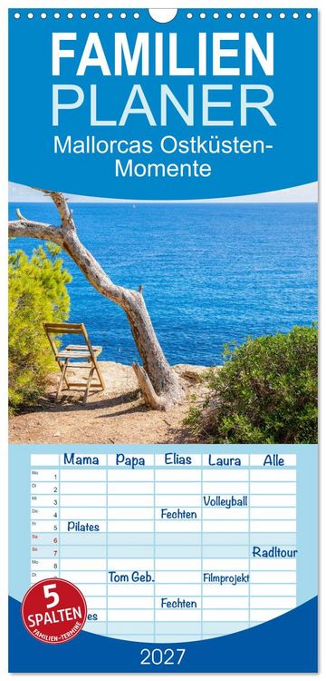 Produktbild: Familienplaner 2027 - Mallorcas Ostk&uuml;sten-Momente mit 5 Spalten (Wandkalender, 21 x 45 cm) CALVENDO
