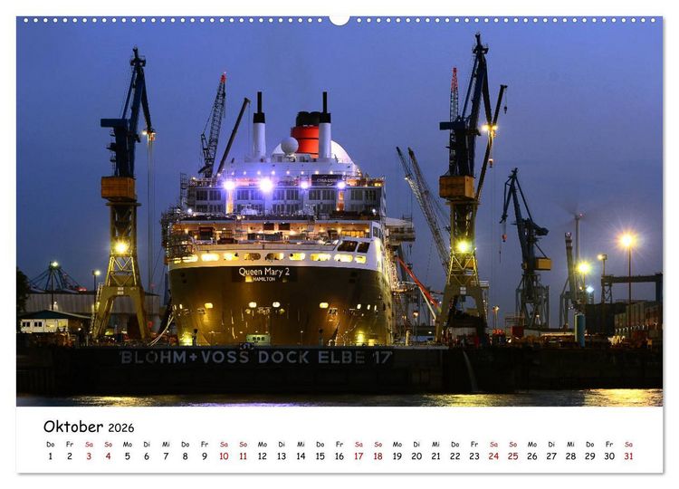 Produktbild: Hamburg schl&auml;ft nie (Wandkalender 2026 DIN A2 quer), CALVENDO Monatskalender