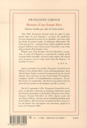 Produktbild: Histoire d'une femme libre : r&eacute;cit