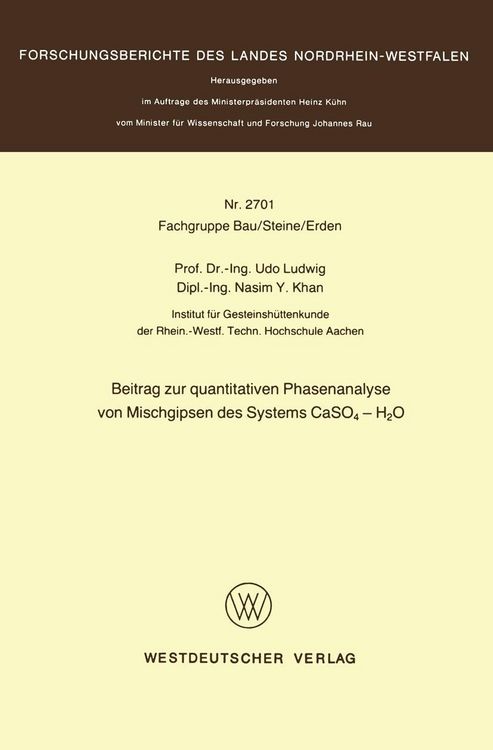 Produktbild: Beitrag zur quantitativen Phasenanalyse von Mischgipsen des Systems CaSO4 - H2O