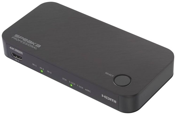 Produktbild: SpeaKa Professional TV, Receiver, Audio Extraktor SP-HDA-510 [HDMI - HDMI] 3840 x 2160 Pixel eARC, S/PDIF- + Analogausgang