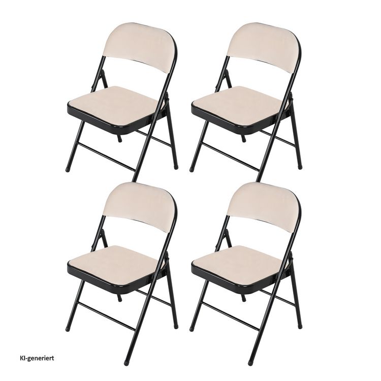 Produktbild: HTI-Living Klappstuhl Wedigo Velvet Beige 4er-Set Klappstuhl Wedigo Velvet Beige 4er-Set
