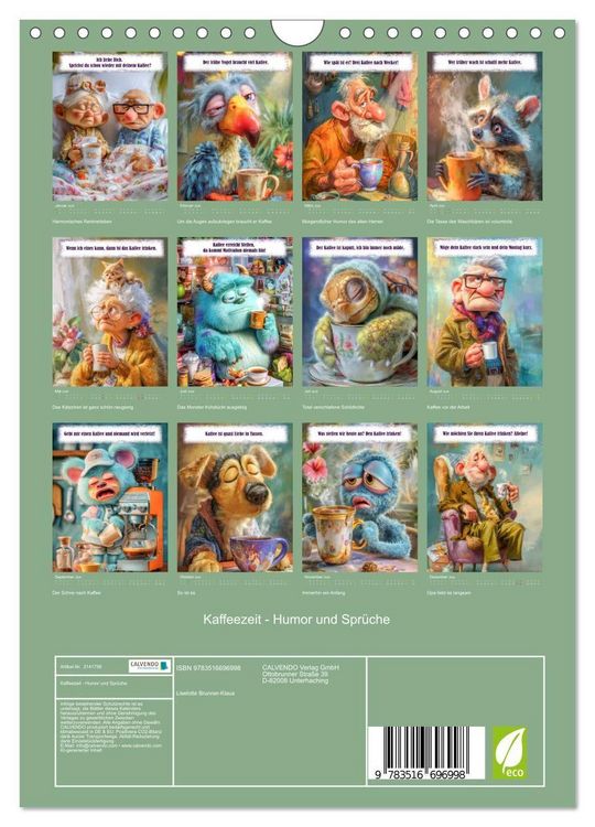 Produktbild: Kaffeezeit - Humor und Spr&uuml;che (Wandkalender 2026 DIN A4 hoch), CALVENDO Monatskalender