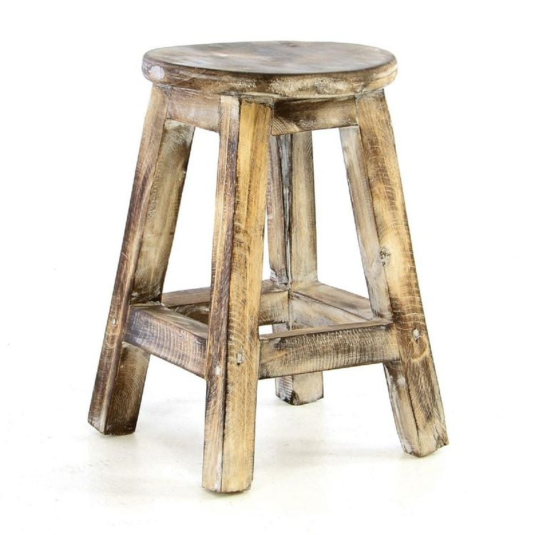 Produktbild: Vintage Hocker geflammt 40cm