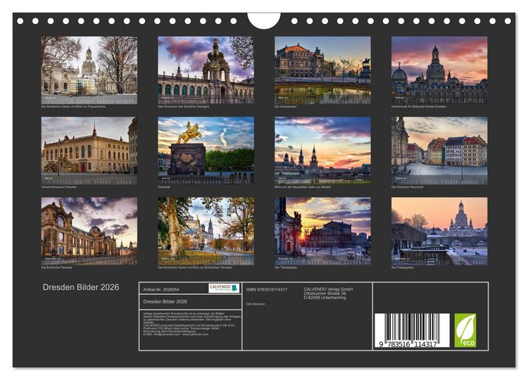 Produktbild: Dresden Bilder 2026 (Wandkalender 2026 DIN A4 quer), CALVENDO Monatskalender
