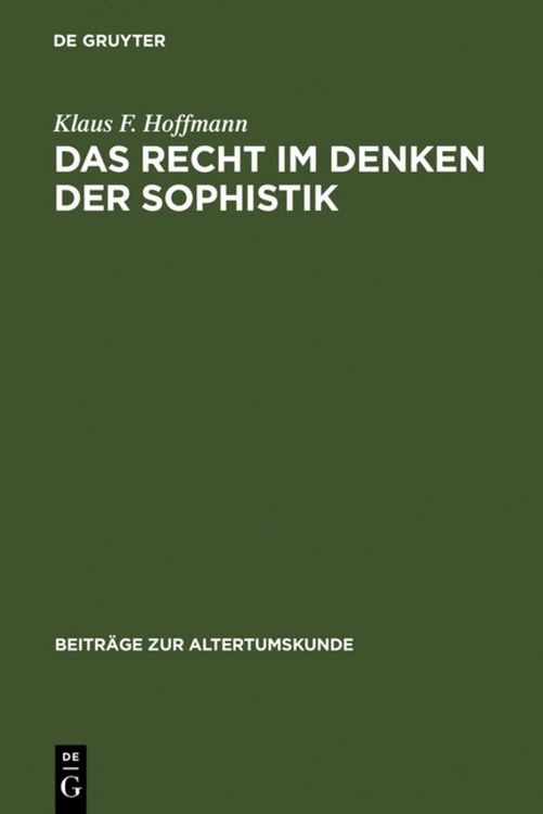 Produktbild: Das Recht im Denken der Sophistik