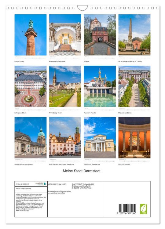 Produktbild: Meine Stadt Darmstadt (Wandkalender 2026 DIN A3 hoch), CALVENDO Monatskalender