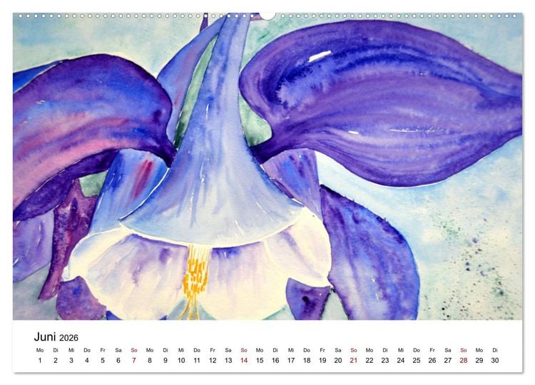 Produktbild: Blumen-Aquarelle (hochwertiger Premium Wandkalender 2026 DIN A2 quer), Kunstdruck in Hochglanz