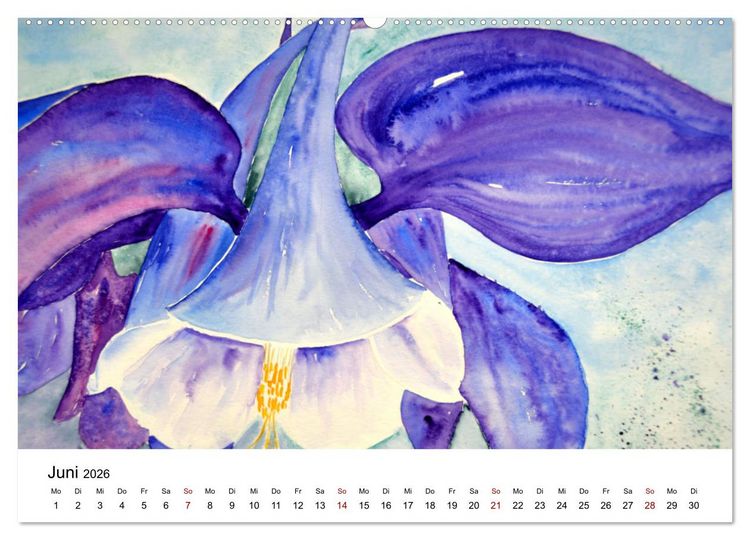Produktbild: Blumen-Aquarelle (Wandkalender 2026 DIN A2 quer), CALVENDO Monatskalender