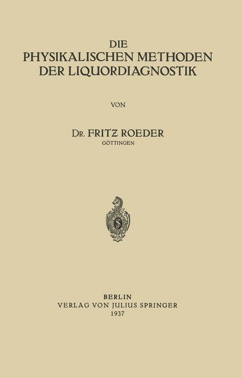 Produktbild: Die Physikalischen Methoden der Liquordiagnostik