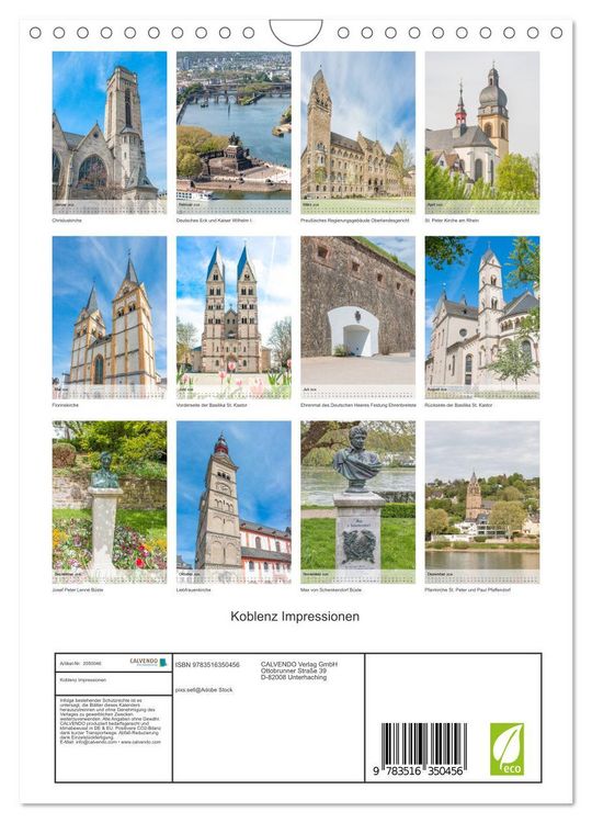 Produktbild: Koblenz Impressionen (Wandkalender 2026 DIN A4 hoch), CALVENDO Monatskalender